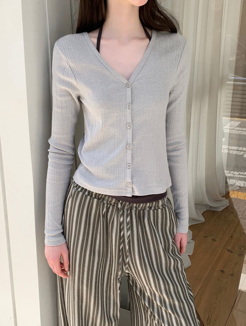 [ORIGINAL] Illy Ribbed V-Neck Cardigan