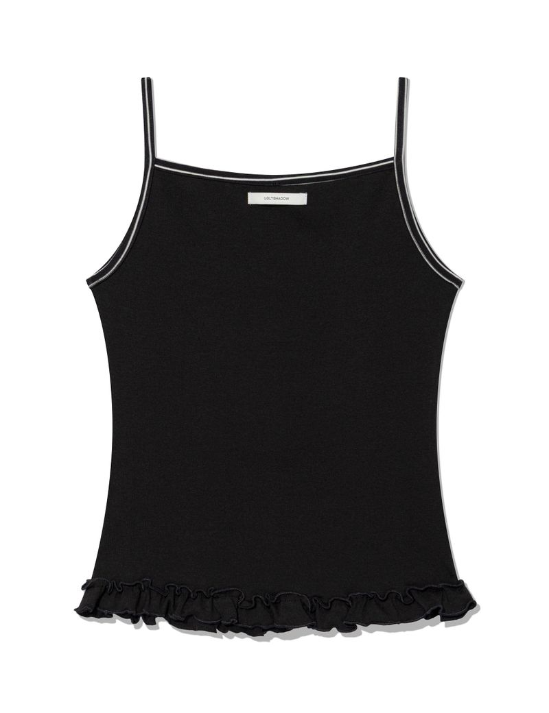 ST FRILL CONTRAST SLEEVELESS(BLACK)