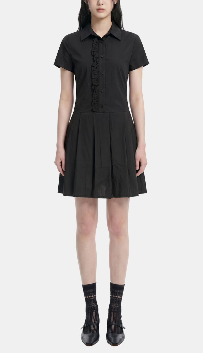 Miro Ruffle Line Mini Shirt Dress