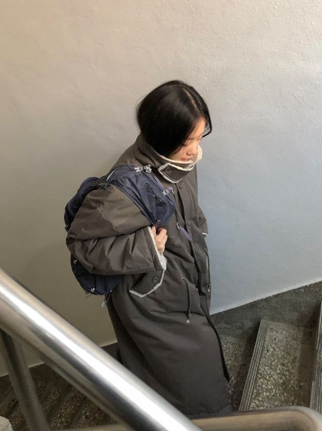Panbi Wool Long Bomber Jacket
