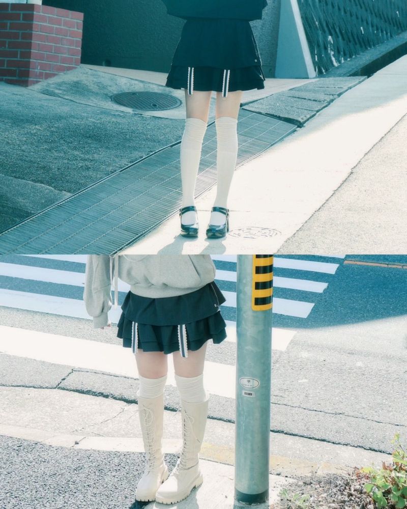 gater tiered skirt(black)