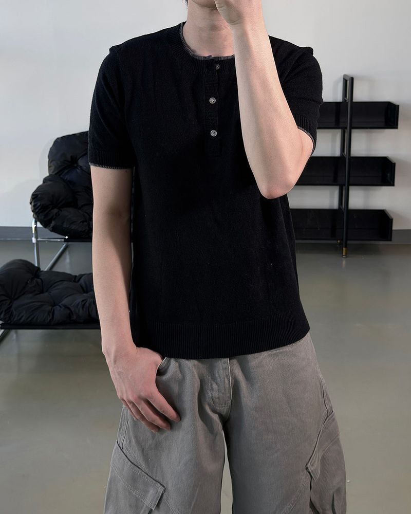 Eren Layered Henley Neck Knit