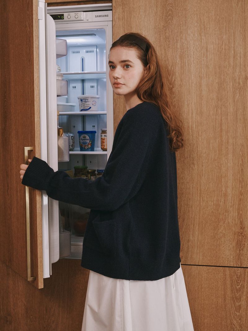 Loose cardigan (Navy)