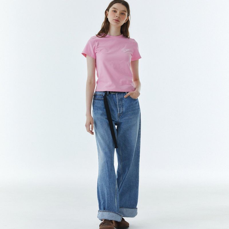 Shape Logo Slim Span T-Shirt Pink