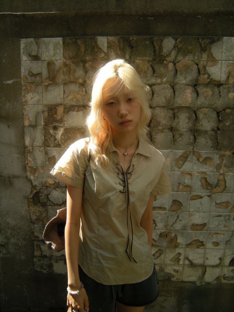 aldiyouu（アルディユー）の「aldiyouu line product T-shirt Beige（Tops）」