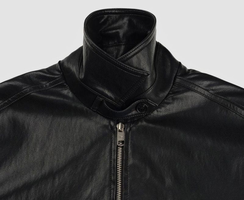 CROP LEATHER[FAUX] JACKET (BLACK)