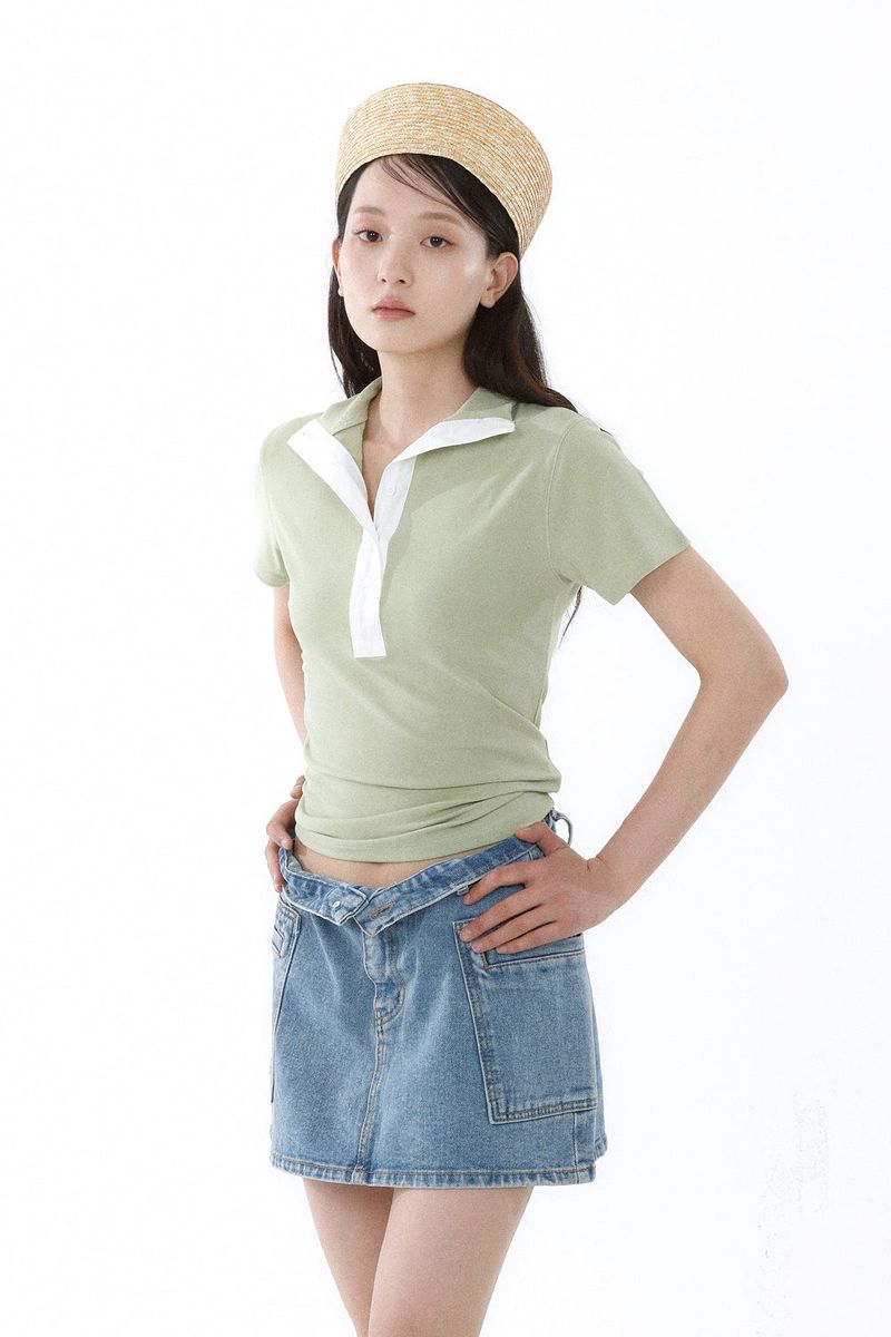 SOFT TENCEL HIGH-NECK TOP_SMOKE GREEN