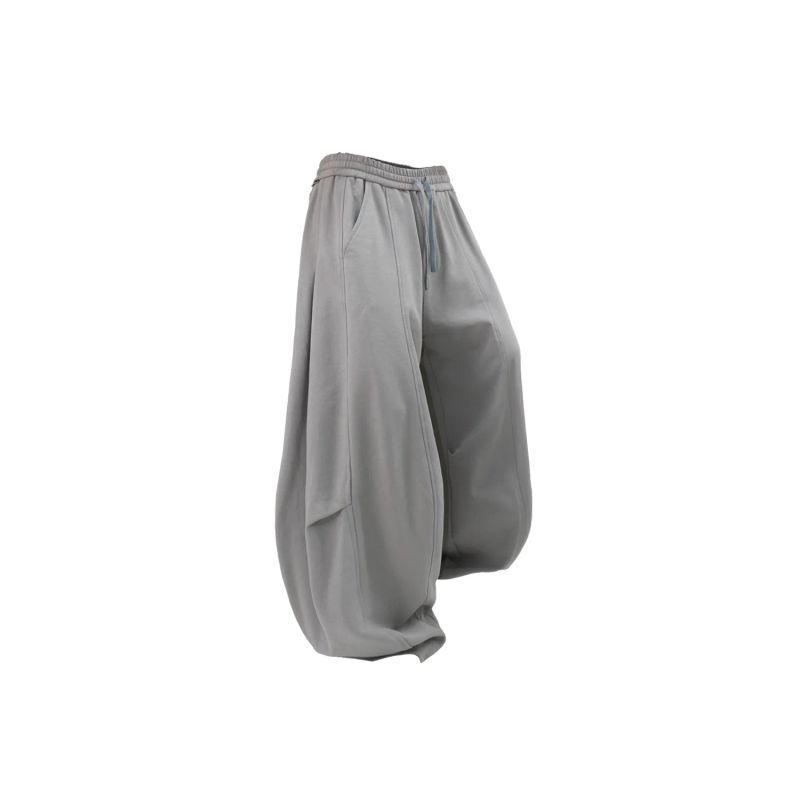 RELABEL('LABEL) detachable pleated solid deconstructed casual wide-leg sweatpants with elastic waist