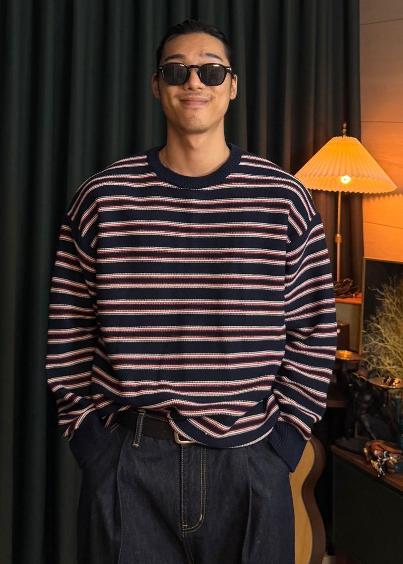 Reverse stripe knit 2COLOR