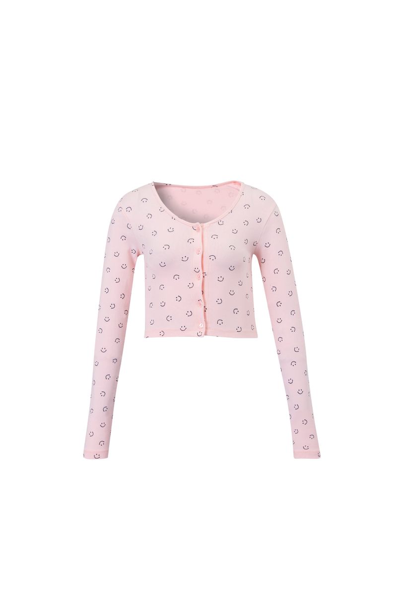 smile cardigan pink