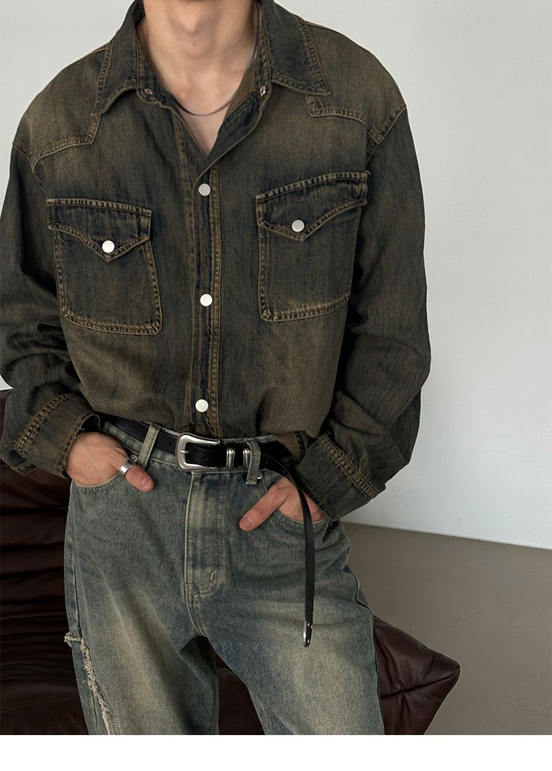 [F/W] Slab western denim shirts