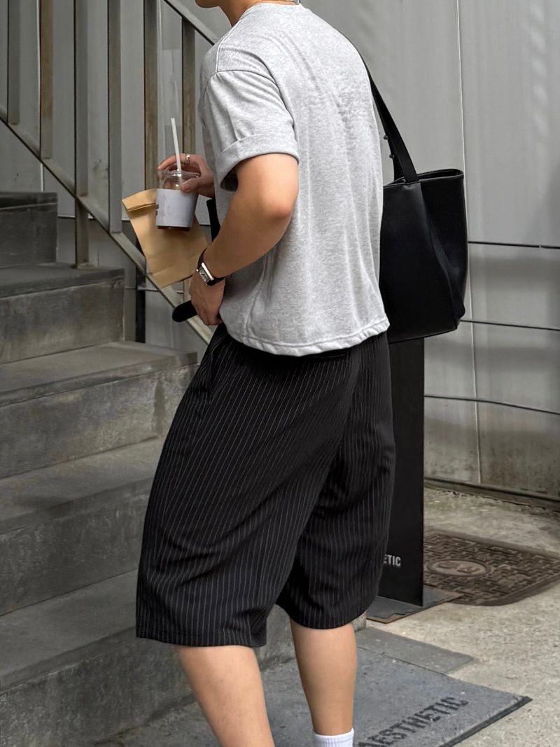 Laurent keyring stripe bermuda pants