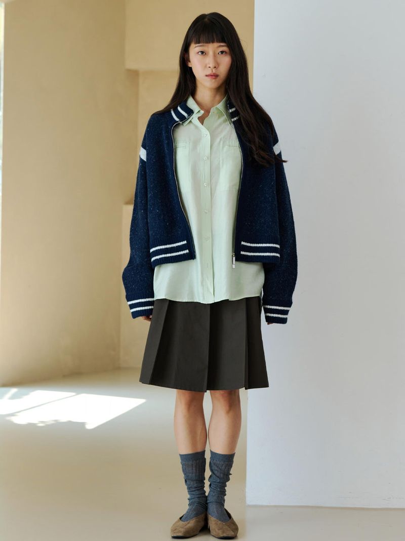 BROWN MIDI STRING BELT PLEAT SKIRT