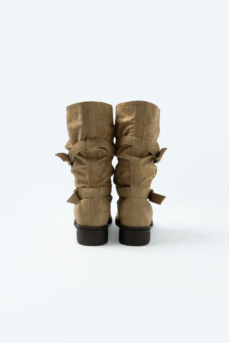 Suede buckle boots_beige