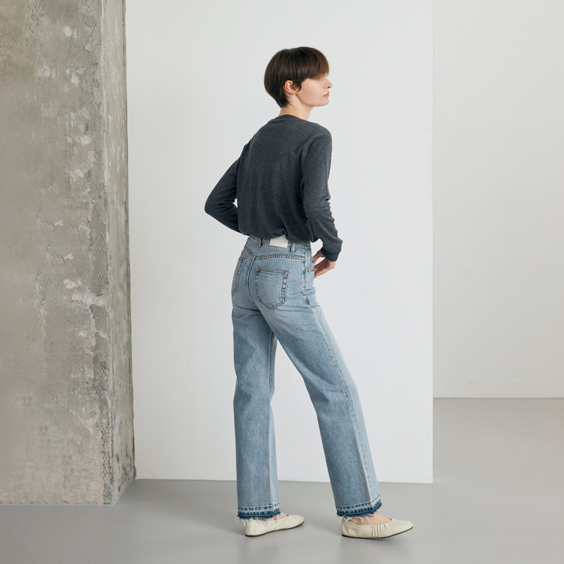Western semi wide jeans - SW001