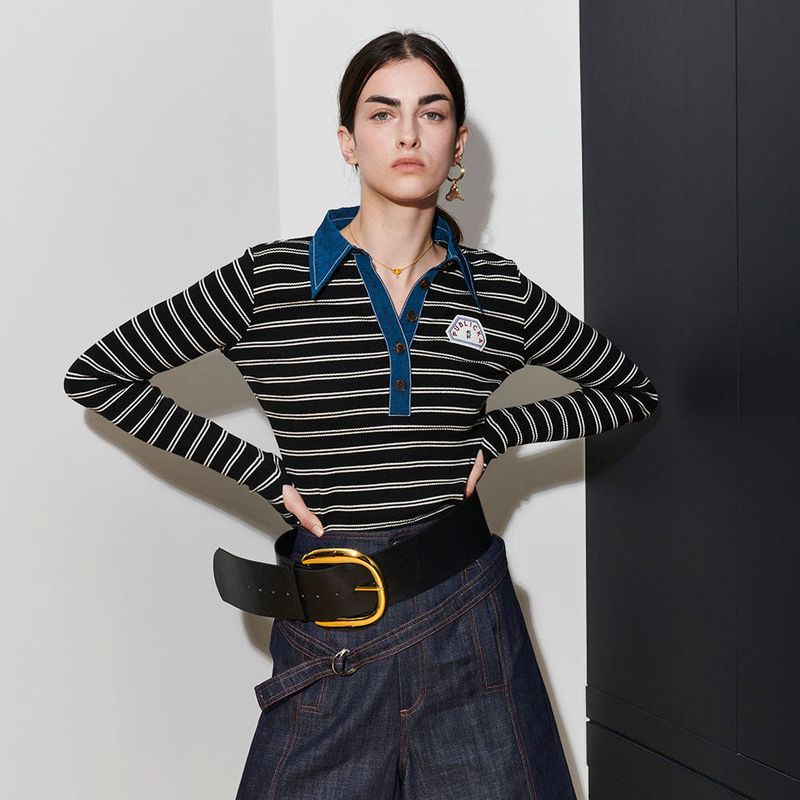  VICTORIA STRIPE TEE, BLACK+WHITE S