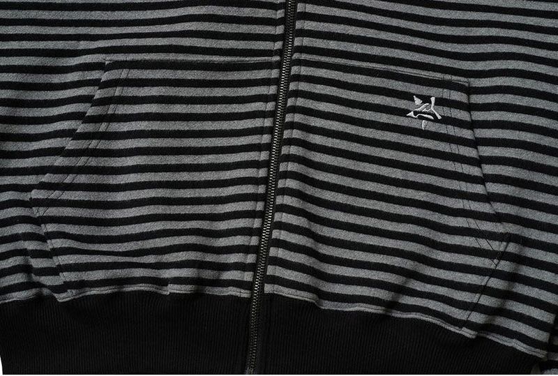 STRIPE WINGS FUR HOODIE ZIP-UP