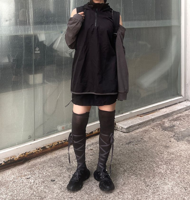 shoulder slit wind anorak hood