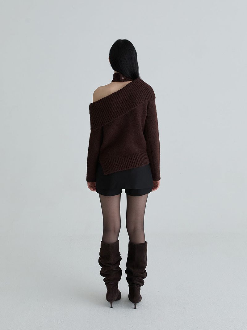 Muffler symbol knit set (Brown)