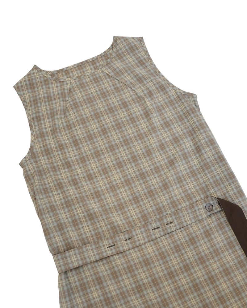 check button dress / brown