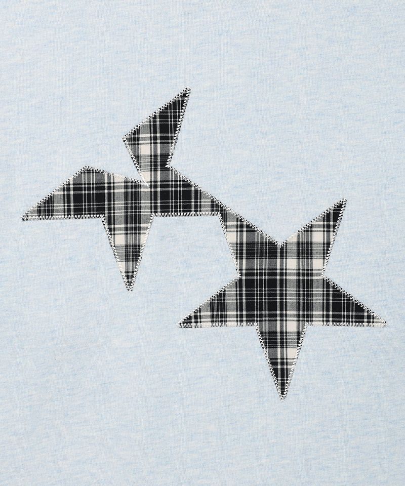 TWIN STAR CHECK APPLIQUE LS TEE BLUE(CV2GSUT555A)