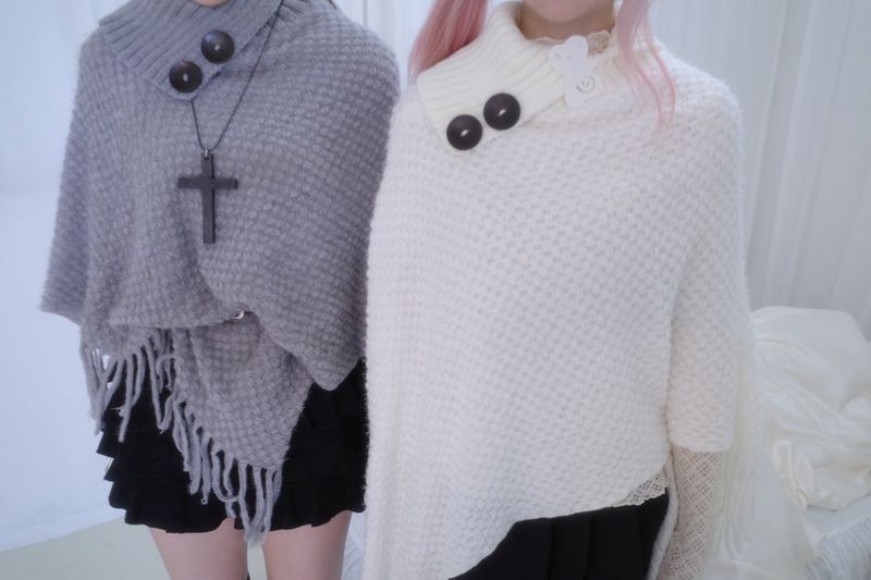 Yui button knit cape (3color)