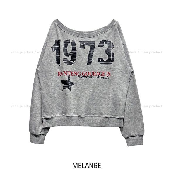 Benki Vintage One-Shoulder Sweatshirt