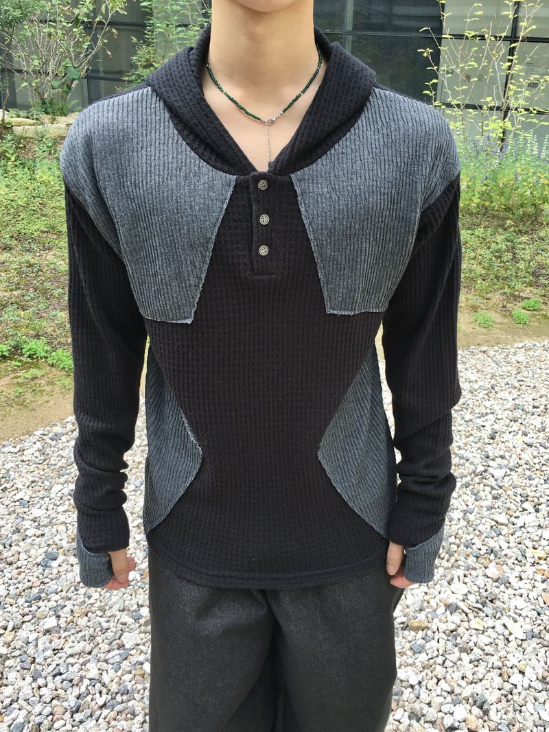 Big Star Warmer Henley Neck Hooded Knit 4C
