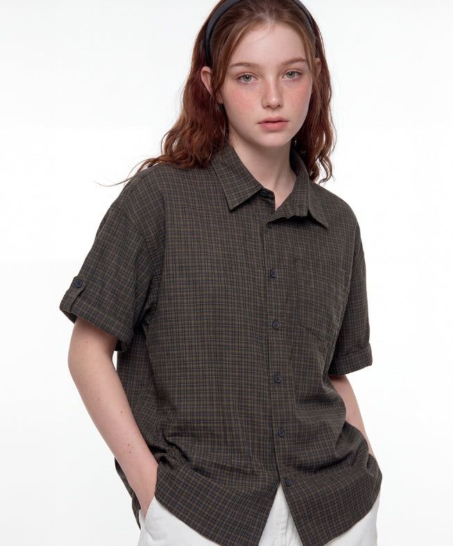 26SS★ Picnic Roll-up Check Short Sleeve Shirt