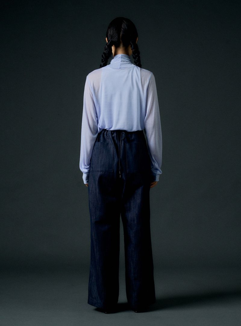Back string pants (navy)