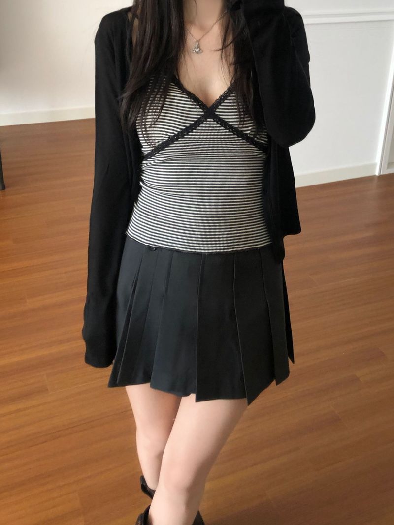 Stripe lace sleeveless (3 colors)