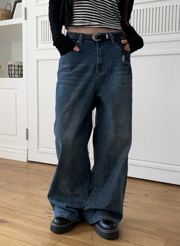 Nick Washing Straight Wide Denim Pants