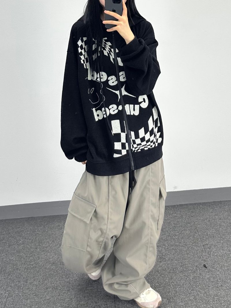 flag knitwear zip-up