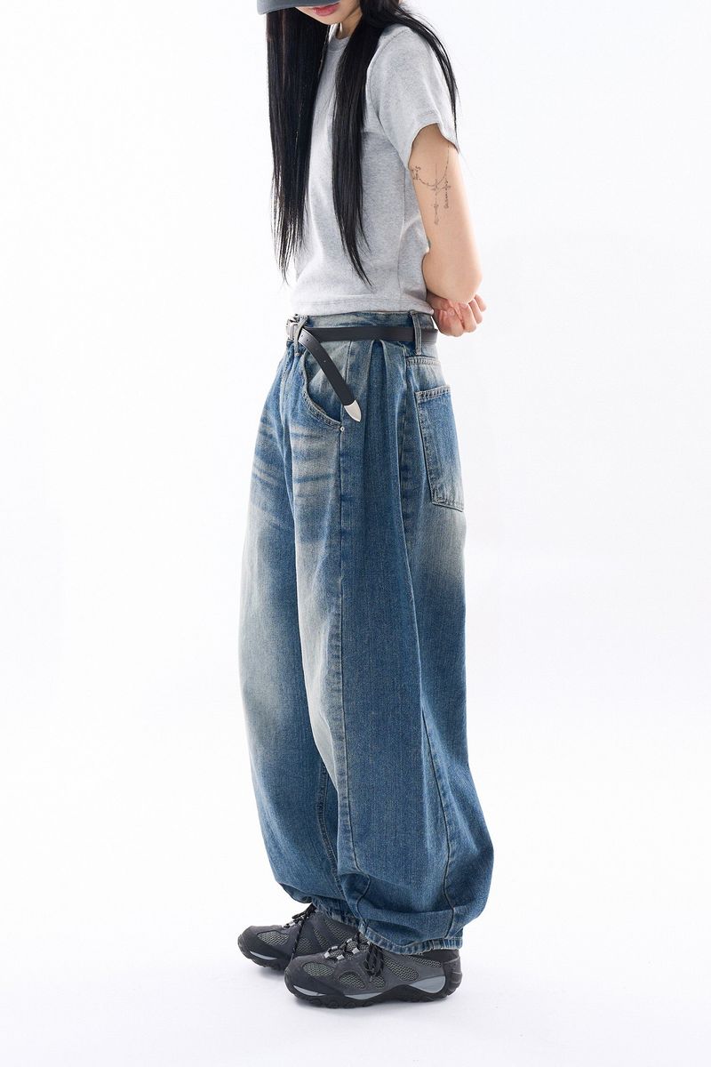 Raucohouse（ラウコハウス）の「Deep side fold balloon denim pants（Pants）」