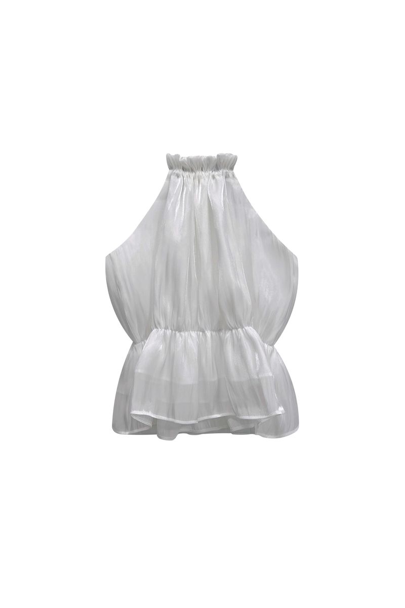 PEARL HALTERNECK TOP / WHITE