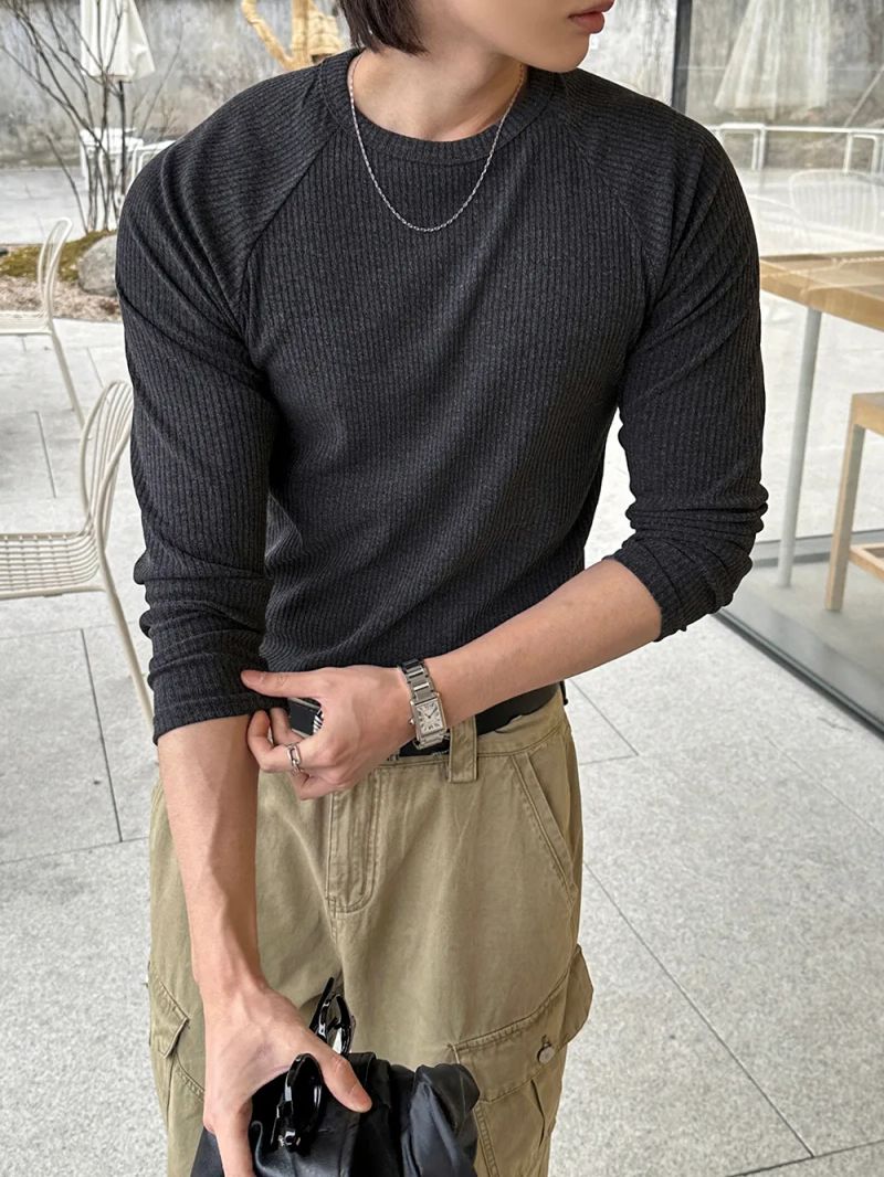 LMN Ness Ribbed Raglan Muscle Long Sleeve T-Shirt (3 colors)