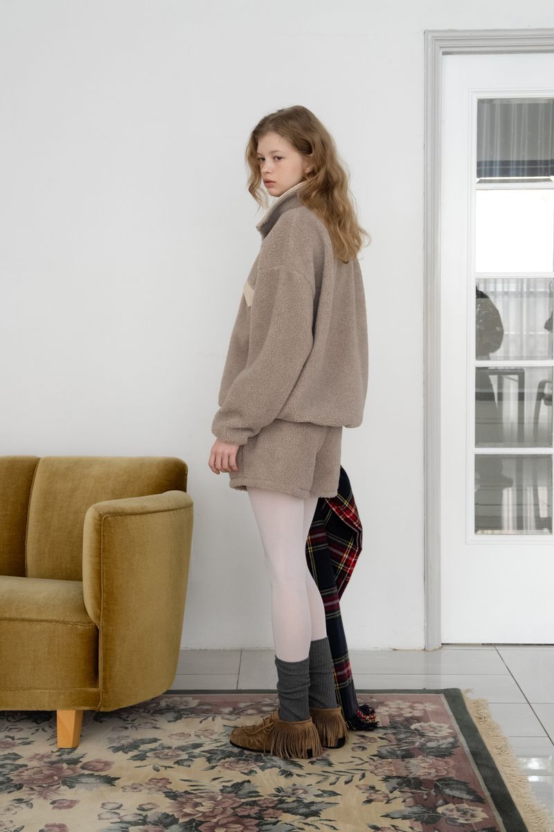 Teddy fleece shorts_mocha