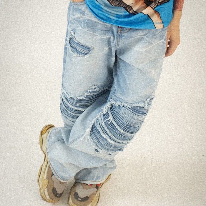 H1 Baggy Tri Biker - Ice Blue - Celana Jeans