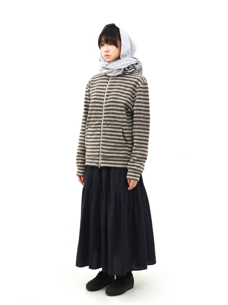  S.T.C. STRIPE FLEECE MUFFLER ZIP UP (KHAKI)