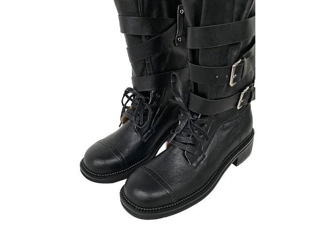 Cross Buckle Studded Mid Boots