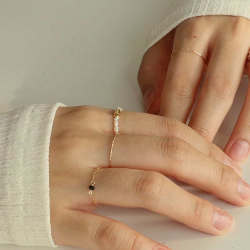 BLACK SPINEL 14K GOLD FILLED CHAIN RING