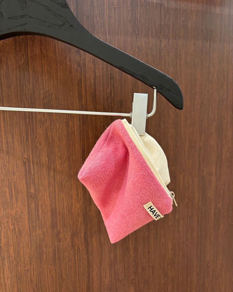 Terry flat pouch - pink , M size