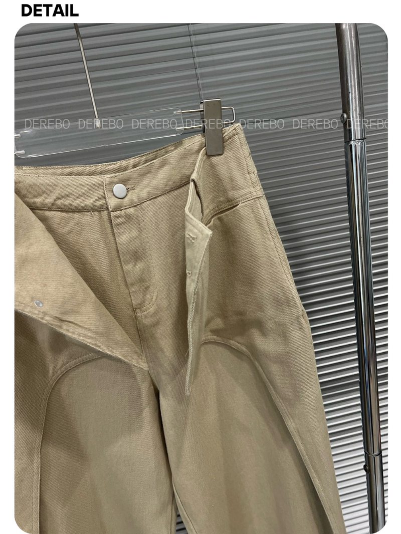 Layered cotton wide casual pants
