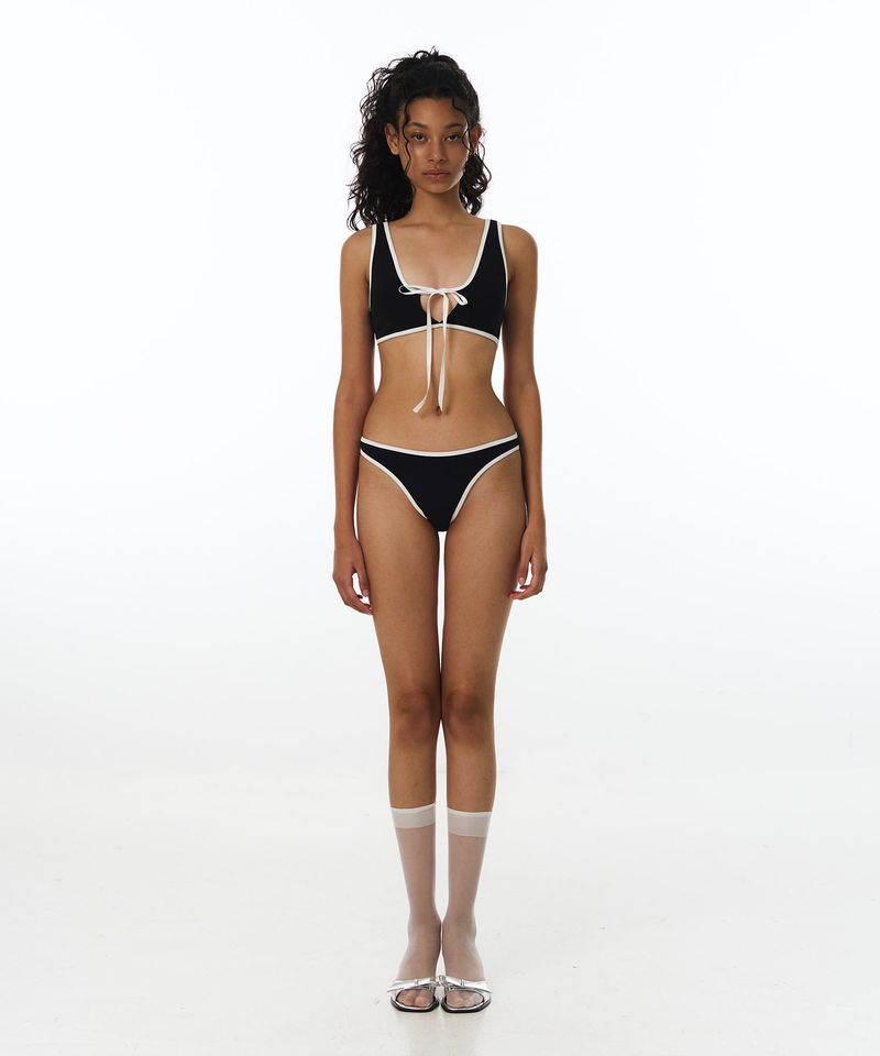 Line Ribbon Dual Bikini Bra (Black)