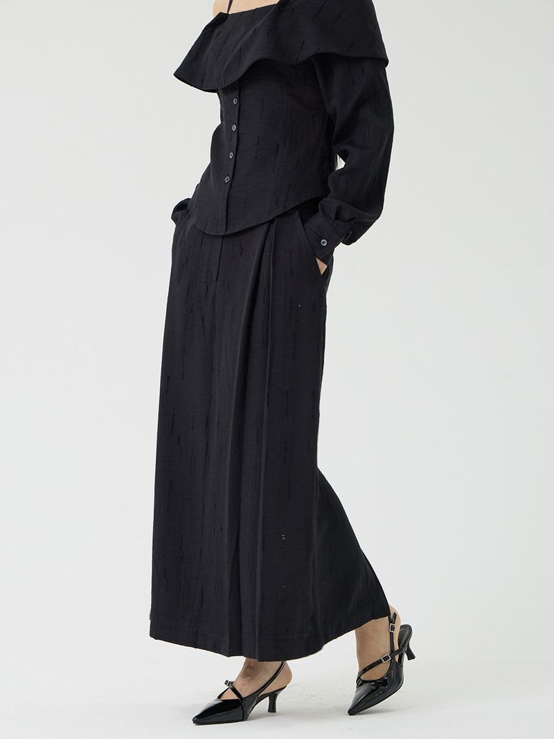 Scratch Low-Rise Long Skirt, Black