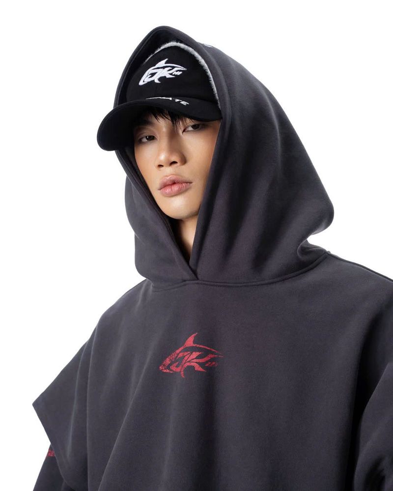 DOUBLE LAYER GREY HOODIE