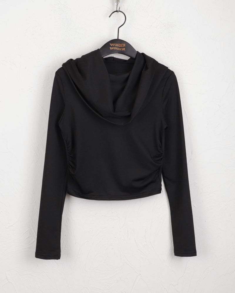 Bloomer draped slim crop hooded sweatshirt