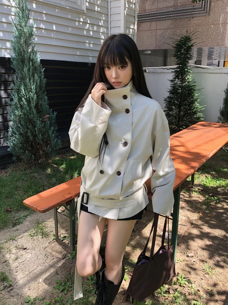 Bailin Belted Short Trench Jacket