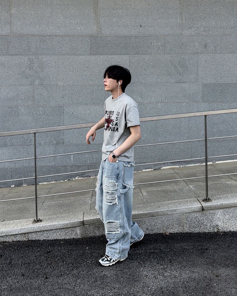 Devon Carpenter Wide Distressed Denim