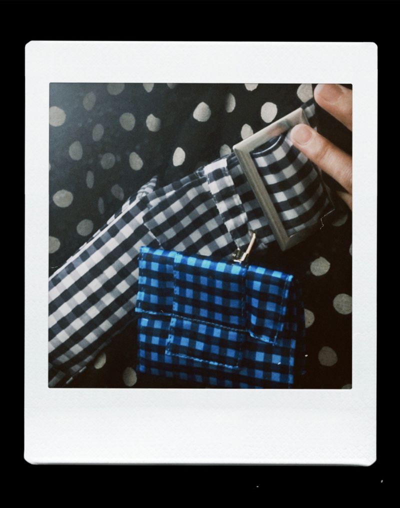 Gingham Mini Pouch - Blue